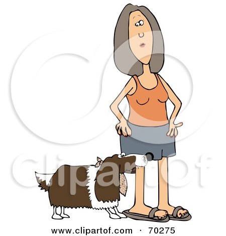 Royalty-Free (RF) Clipart Illustration of a Springer Spaniel Dog Biting A Woman by djart
