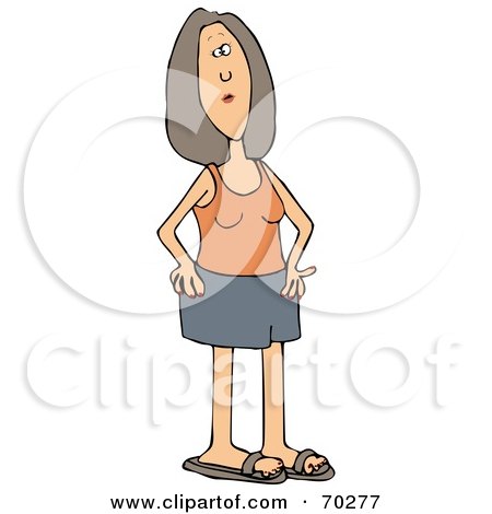 Royalty-Free (RF) Clipart Illustration of a Brunette Woman In Shorts And A Tank Top by djart