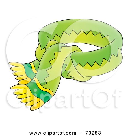 Royalty-Free (RF) Clipart Illustration of a Tied Green And Yellow Scarf by Alex Bannykh
