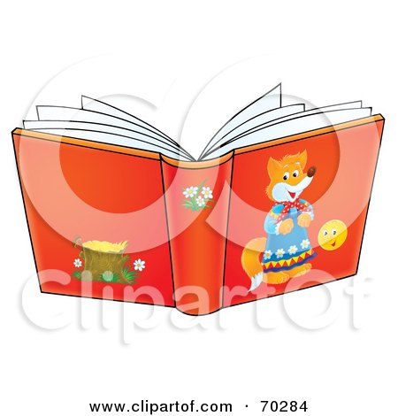 Royalty-Free (RF) Clipart Illustration of an Open Red Story Book by Alex Bannykh