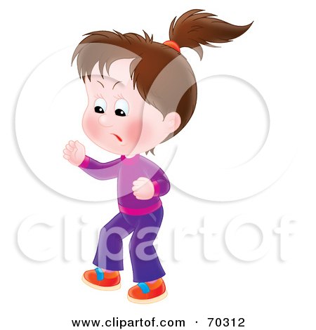 Royalty-Free (RF) Clipart Illustration of a Bratty Airbrushed Little Brunette Girl Stomping And Yelling by Alex Bannykh