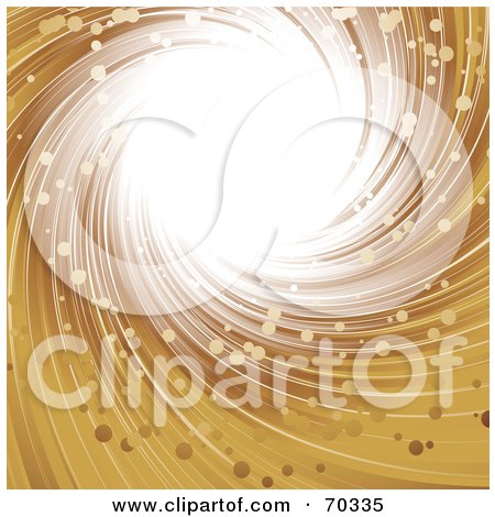 Royalty-Free (RF) Clipart Illustration of a Golden Swirl With Particles And Bright Light by elaineitalia