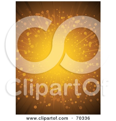 Royalty-Free (RF) Clipart Illustration of a Golden Burst Background With Particles by elaineitalia