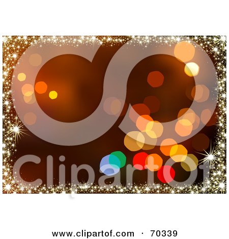 Royalty-Free (RF) Clipart Illustration of a Blurred Christmas Background Bordered In Golden Sparkles by dero