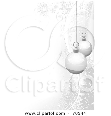 Royalty-Free (RF) Clipart Illustration of a White Background With Suspended Christmas Baubles by dero