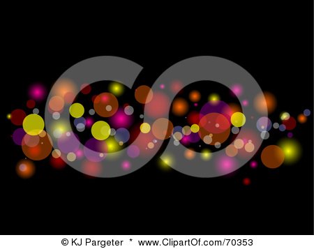 Royalty-Free (RF) Clipart Illustration of a Black Background With Blurred Sparkling Round Lights by KJ Pargeter