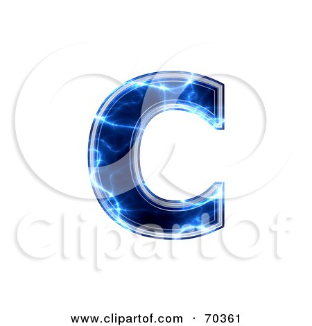 Royalty-Free (RF) Clipart Illustration of a Blue Electric Symbol; Lowercase c by chrisroll