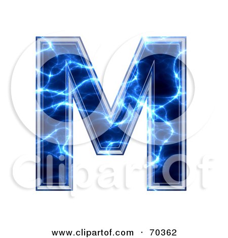 Royalty-Free (RF) Clipart Illustration of a Blue Electric Symbol; Capital M by chrisroll