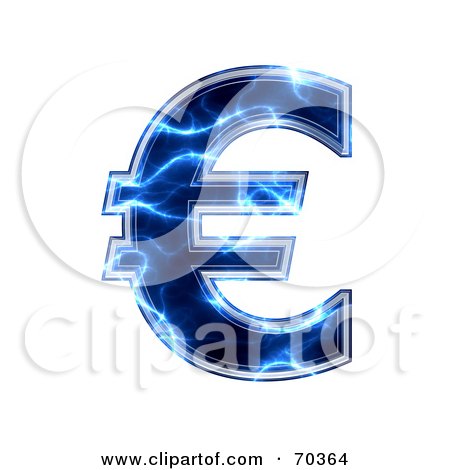 Royalty-Free (RF) Clipart Illustration of a Blue Electric Symbol; Euro by chrisroll