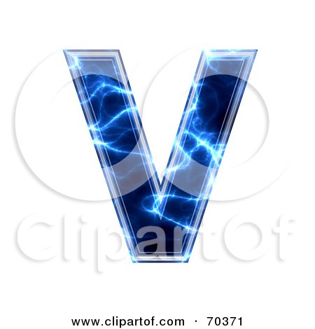 Royalty-Free (RF) Clipart Illustration of a Blue Electric Symbol; Capital V by chrisroll