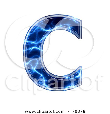 Royalty-Free (RF) Clipart Illustration of a Blue Electric Symbol; Capital C by chrisroll