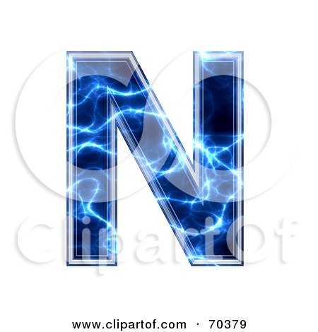 Royalty-Free (RF) Clipart Illustration of a Blue Electric Symbol; Capital N by chrisroll