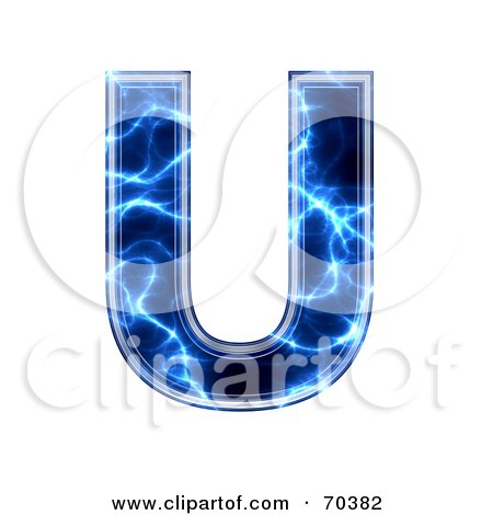 Royalty-Free (RF) Clipart Illustration of a Blue Electric Symbol; Capital U by chrisroll