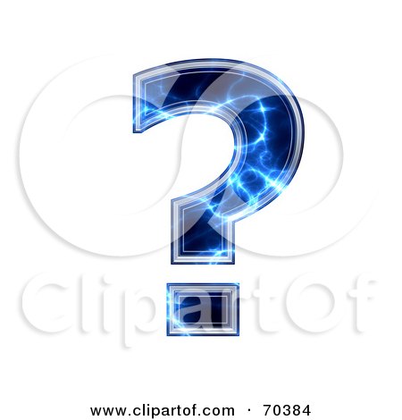 Royalty-Free (RF) Clipart Illustration of a Blue Electric Symbol; Question Mark by chrisroll