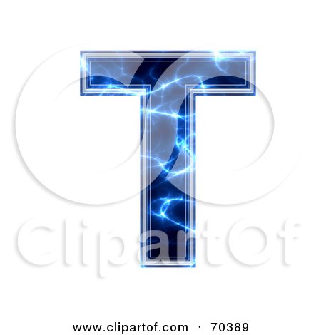 Royalty-Free (RF) Clipart Illustration of a Blue Electric Symbol; Capital T by chrisroll