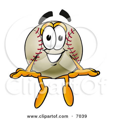 Clipart Picture of a Baseball Mascot Cartoon Character Sitting by Mascot Junction
