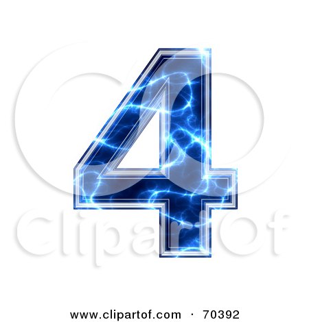Royalty-Free (RF) Clipart Illustration of a Blue Electric Symbol; Number 4 by chrisroll