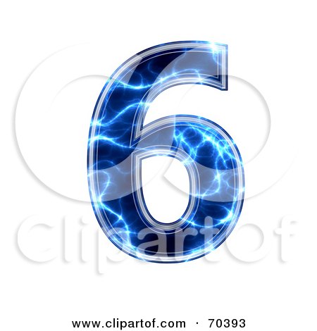 Royalty-Free (RF) Clipart Illustration of a Blue Electric Symbol; Number 6 by chrisroll