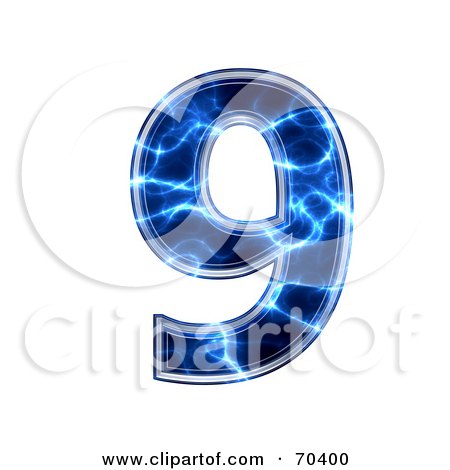 Royalty-Free (RF) Clipart Illustration of a Blue Electric Symbol; Number 9 by chrisroll