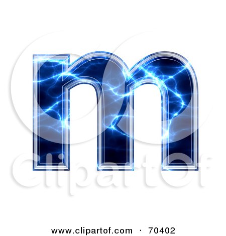 Royalty-Free (RF) Clipart Illustration of a Blue Electric Symbol; Lowercase m by chrisroll