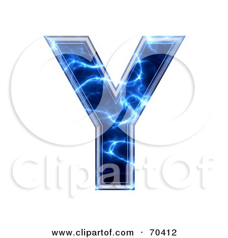 Royalty-Free (RF) Clipart Illustration of a Blue Electric Symbol; Capital Y by chrisroll