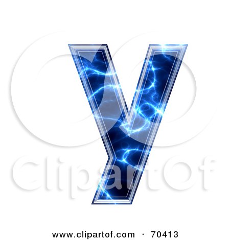 Royalty-Free (RF) Clipart Illustration of a Blue Electric Symbol; Lowercase y by chrisroll