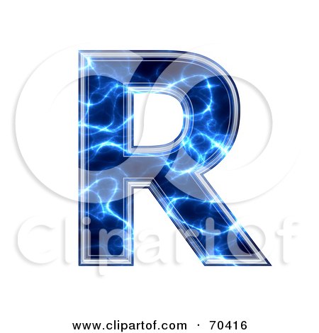 Royalty-Free (RF) Clipart Illustration of a Blue Electric Symbol; Capital R by chrisroll