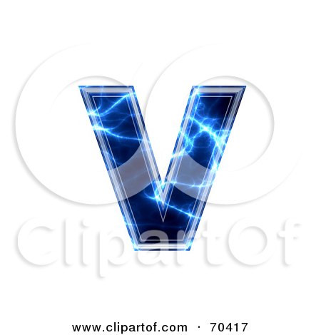 Royalty-Free (RF) Clipart Illustration of a Blue Electric Symbol; Lowercase v by chrisroll