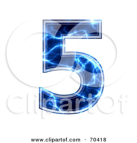 Royalty-Free (RF) Clipart Illustration of a Blue Electric Symbol; Number 5 by chrisroll