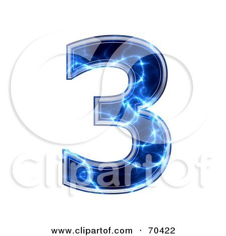 Royalty-Free (RF) Clipart Illustration of a Blue Electric Symbol; Number 3 by chrisroll