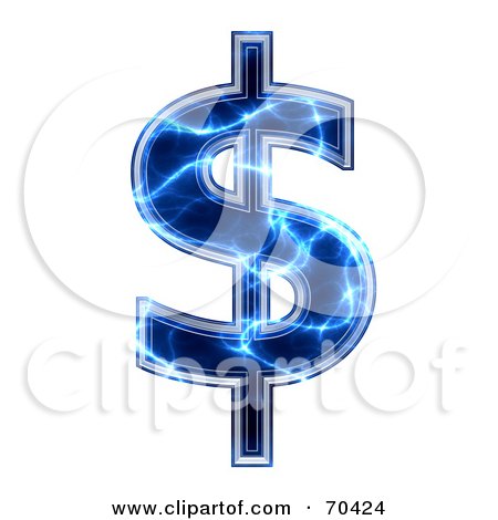 Royalty-Free (RF) Clipart Illustration of a Blue Electric Symbol; Dollar by chrisroll