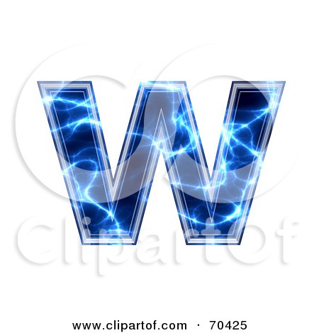 Royalty-Free (RF) Clipart Illustration of a Blue Electric Symbol; Lowercase w by chrisroll