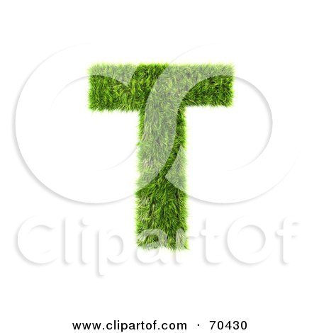 Royalty-Free (RF) Clipart Illustration of a Grassy 3d Green Symbol; Capital T by chrisroll