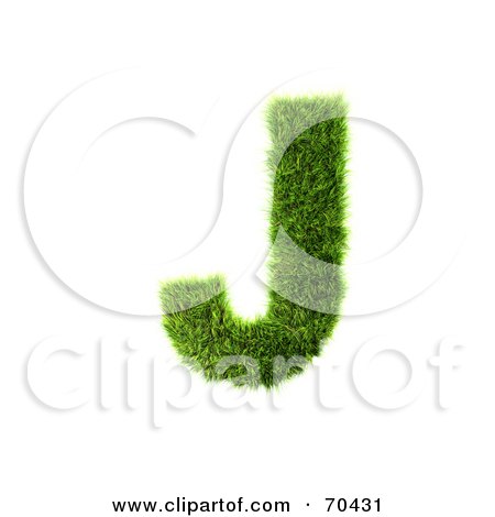 Royalty-Free (RF) Clipart Illustration of a Grassy 3d Green Symbol; Capital J by chrisroll