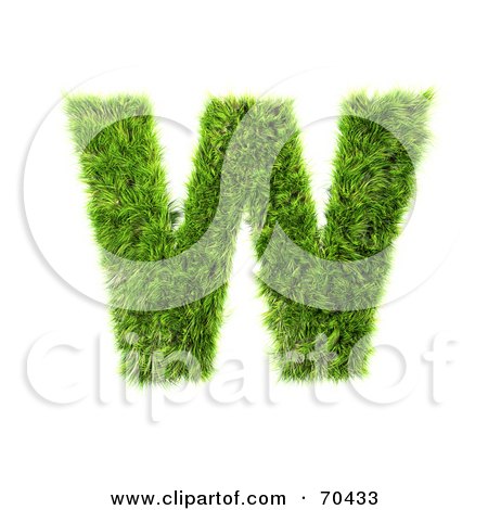 Royalty-Free (RF) Clipart Illustration of a Grassy 3d Green Symbol; Capital W by chrisroll
