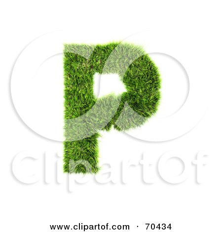 Royalty-Free (RF) Clipart Illustration of a Grassy 3d Green Symbol; Capital P by chrisroll