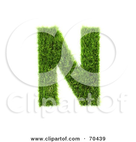 Royalty-Free (RF) Clipart Illustration of a Grassy 3d Green Symbol; Capital N by chrisroll