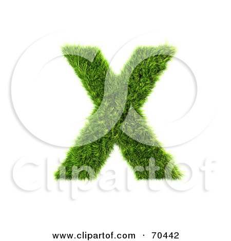 Royalty-Free (RF) Clipart Illustration of a Grassy 3d Green Symbol; Capital X by chrisroll