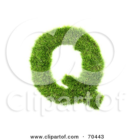 Royalty-Free (RF) Clipart Illustration of a Grassy 3d Green Symbol; Capital Q by chrisroll