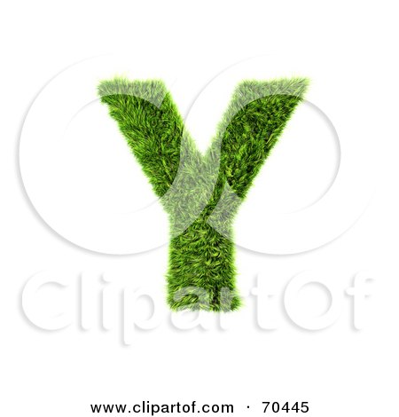 Royalty-Free (RF) Clipart Illustration of a Grassy 3d Green Symbol; Capital Y by chrisroll