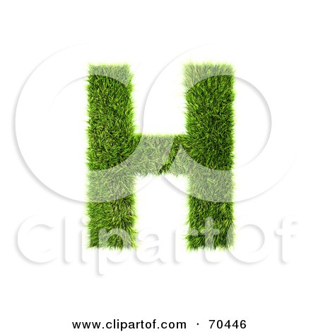 Royalty-Free (RF) Clipart Illustration of a Grassy 3d Green Symbol; Capital H by chrisroll