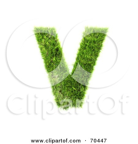 Royalty-Free (RF) Clipart Illustration of a Grassy 3d Green Symbol; Capital V by chrisroll