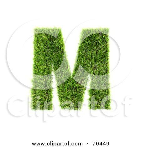 Royalty-Free (RF) Clipart Illustration of a Grassy 3d Green Symbol; Capital M by chrisroll