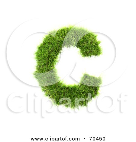 Royalty-Free (RF) Clipart Illustration of a Grassy 3d Green Symbol; Capital C by chrisroll