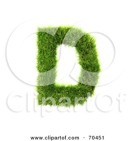 Royalty-Free (RF) Clipart Illustration of a Grassy 3d Green Symbol; Capital D by chrisroll
