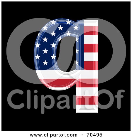 Royalty-Free (RF) Clipart Illustration of an American Symbol; Lowercase q by chrisroll