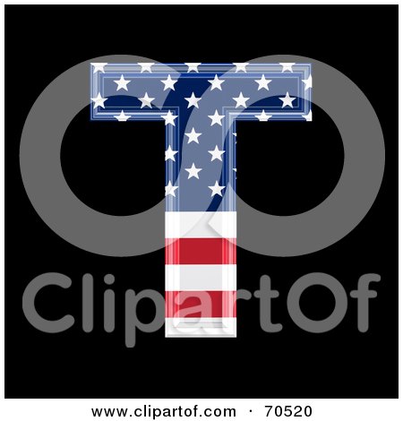 Royalty-Free (RF) Clipart Illustration of an American Symbol; Capital T by chrisroll