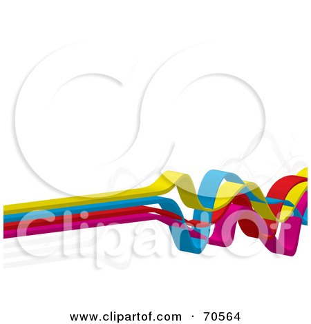 Royalty-Free (RF) Clipart Illustration of a White Background With Colorful 3d Squiggly Lines by Arena Creative