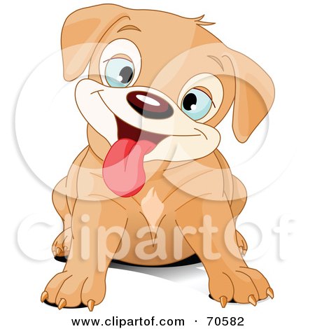 Royalty-Free (RF) Clipart Illustration of a Cute Beige Puppy Dog Hanging Her Tongue Out by Pushkin