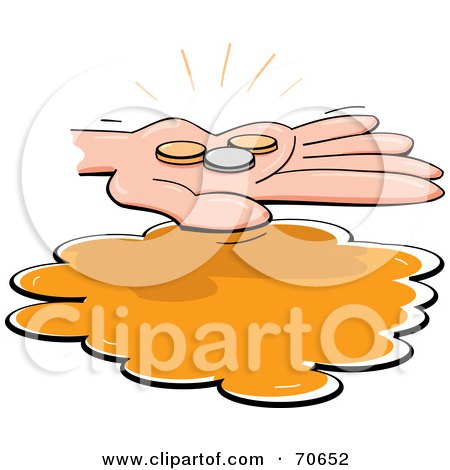 Royalty-Free (RF) Clipart Illustration of a Hand Holding Spare Change by jtoons